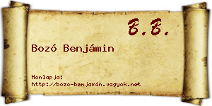 Bozó Benjámin névjegykártya